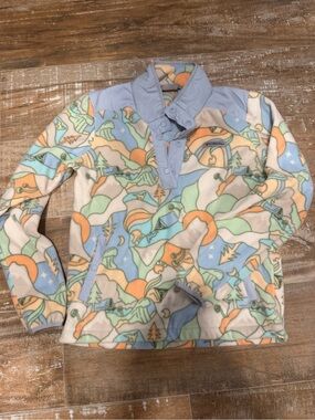 Columbia Kids Pastel Multi-Color Mountain Print Fleece Pullover